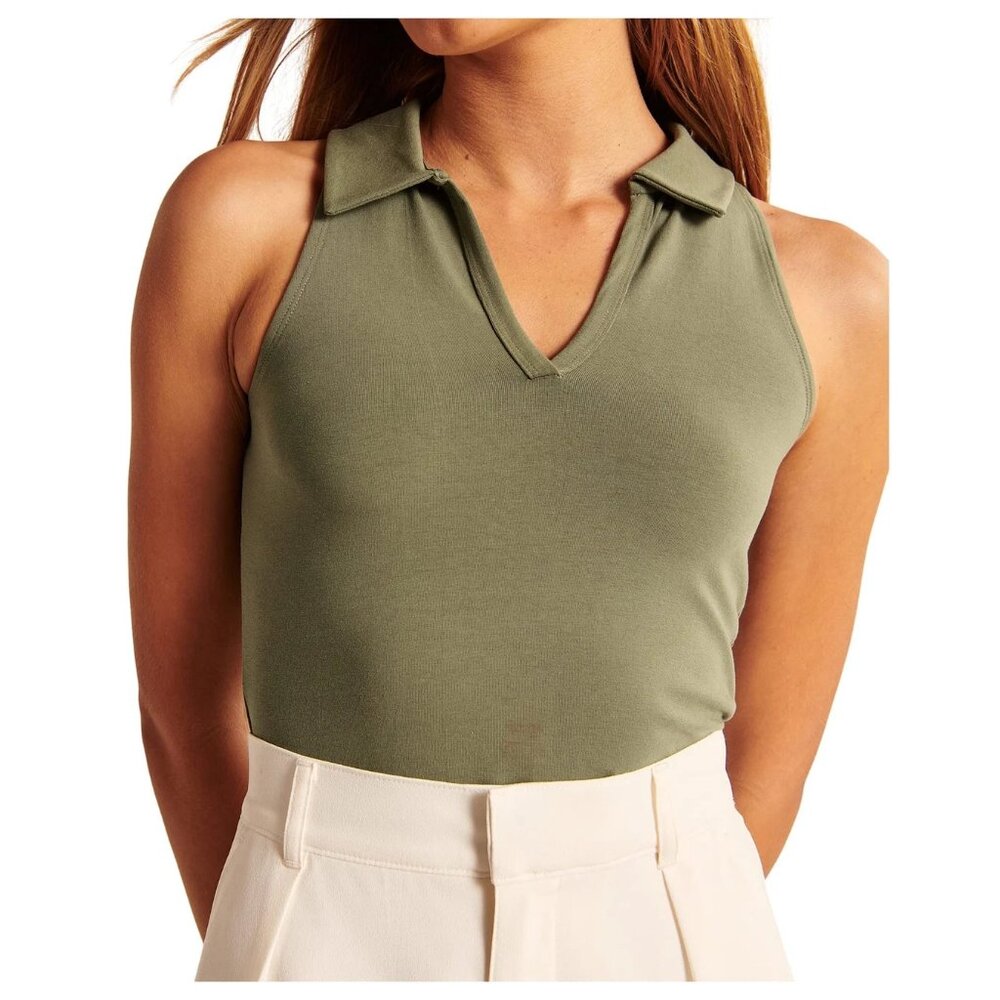 A&F Sleeveless Crop Polo